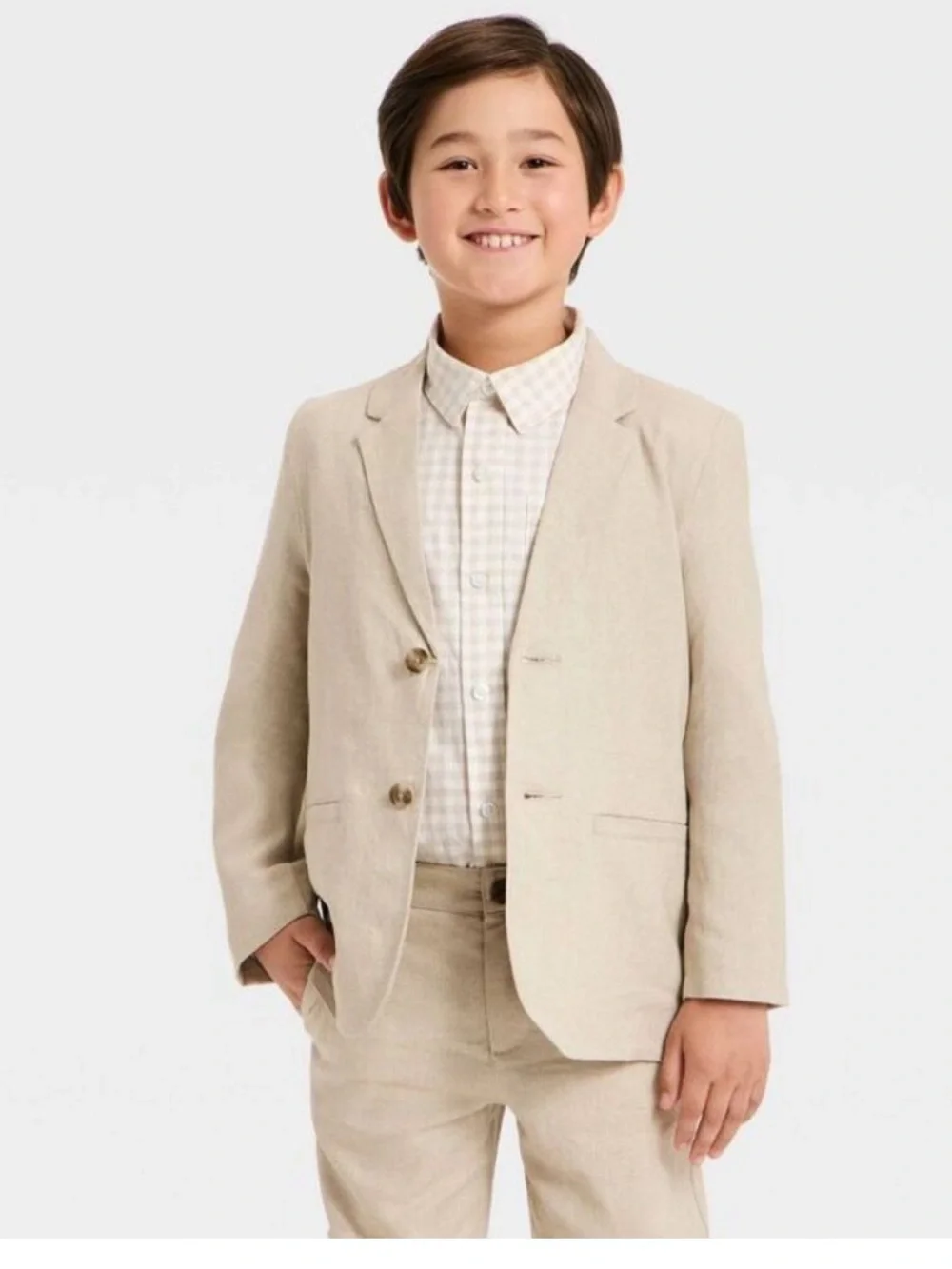 Cat & Jack - Boys' Linen Suit Jacket - Cat & Jack Beige